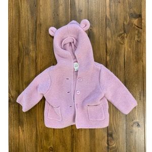 Baby girls purple bear hood sweater